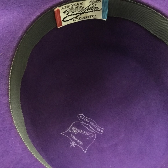 🚫SOLD🚫VTG Mr John Purple Wool New York Paris Hat - Picture 3 of 4